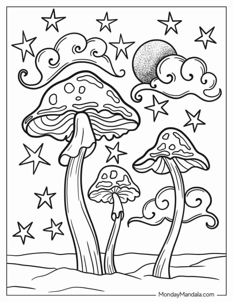 Mushroom coloring pages free pdf printables
