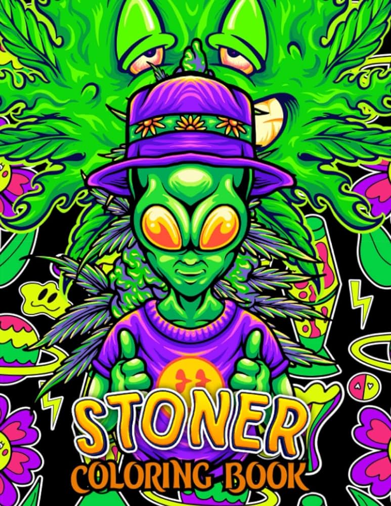 Stoner coloring book trippy psychedelic coloring pages for adults weed coloring book for relaxation and stress relief awesome gift for men and women bobby myers books
