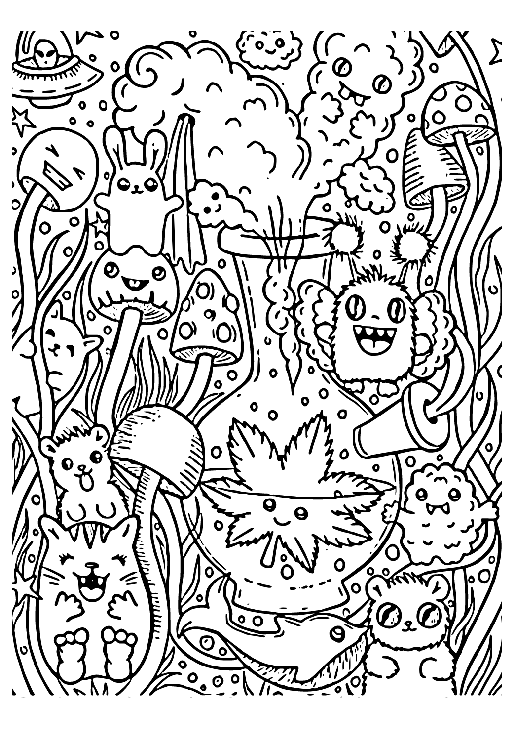 Free printable stoner smoke coloring page sheet and picture for adults and kids girls and boys