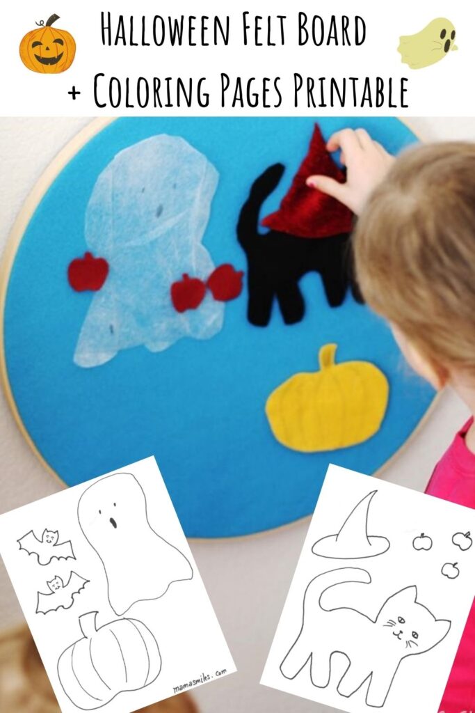 Halloween coloring pages and halloween felt board shapes