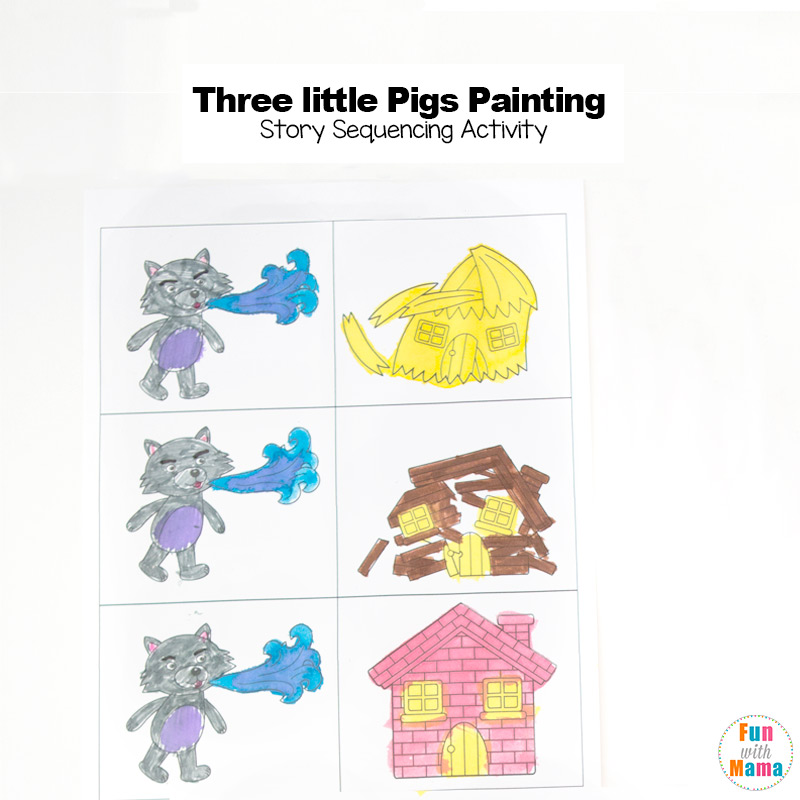 Little pigs craft sequencing coloring pages