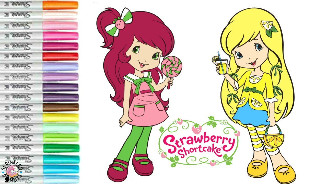 Strawberry shortcake and friends coloring book page strawberry and leon eringue sweet treats