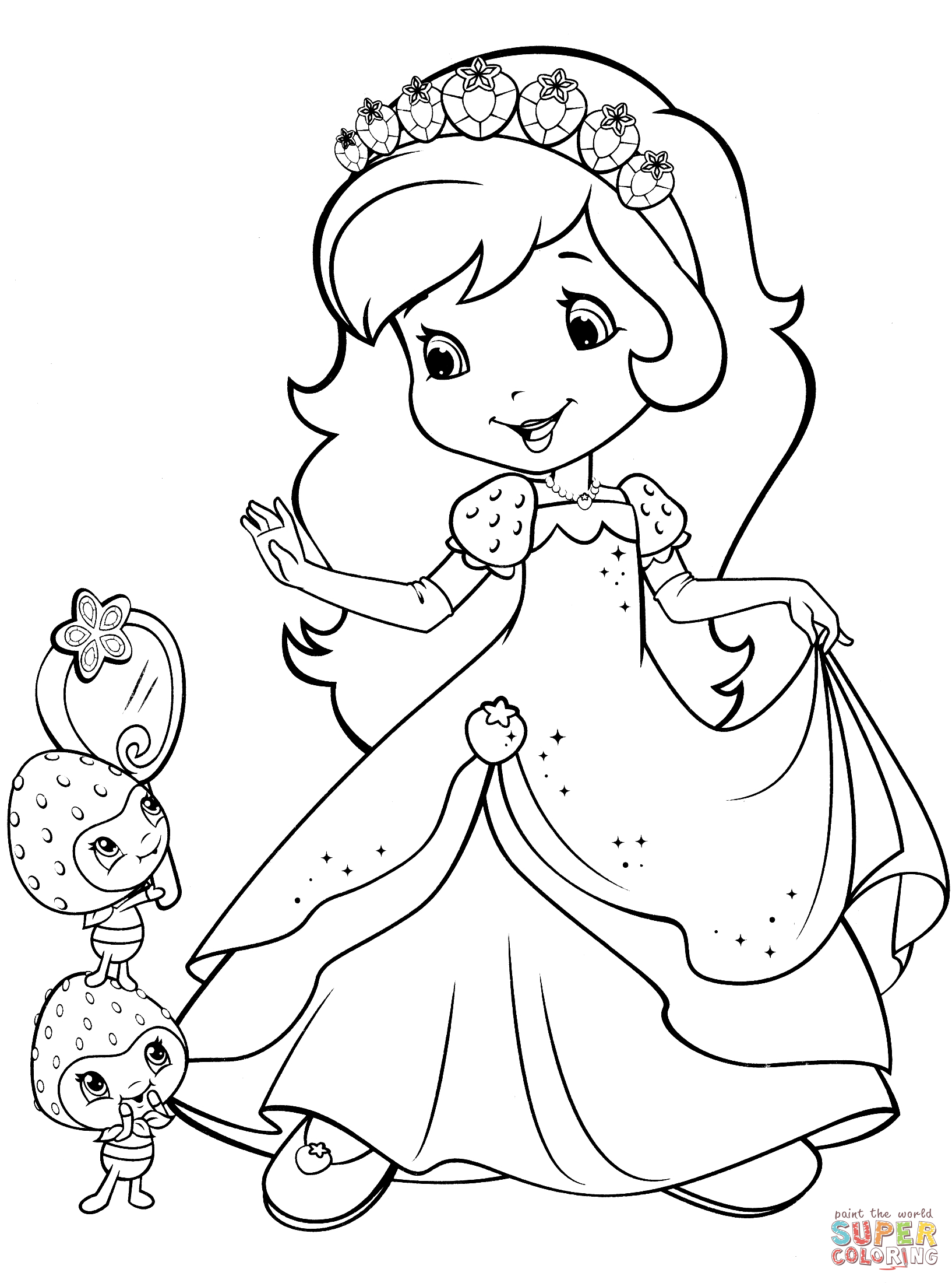 Strawberry shortcake and berrykins coloring page free printable coloring pages