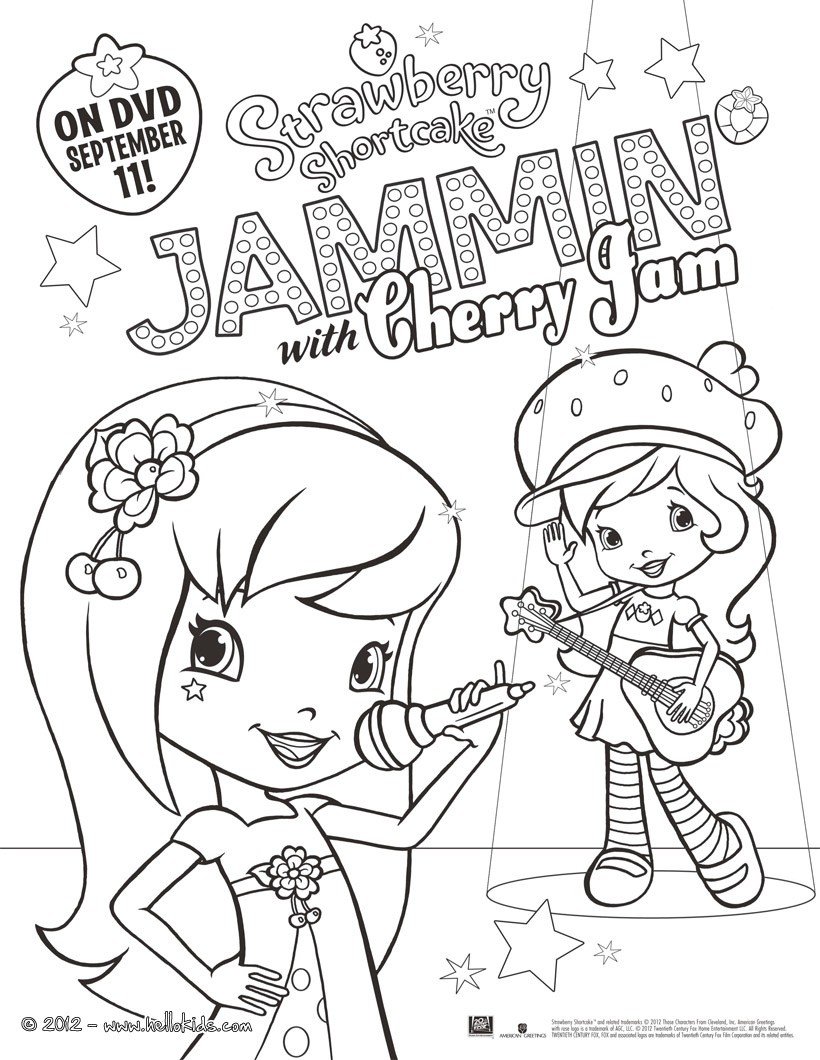 Jammin with cherry jam strawberry shortcake coloring pages