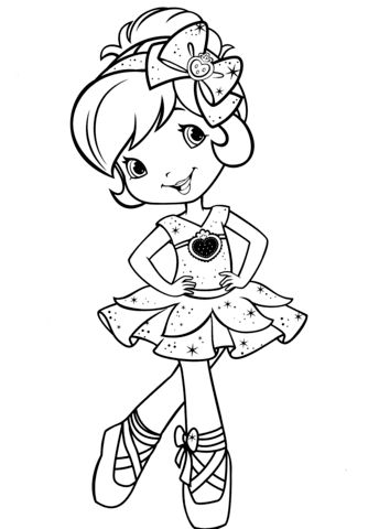 Strawberry shortcake ballerina coloring page free printable coloring pages