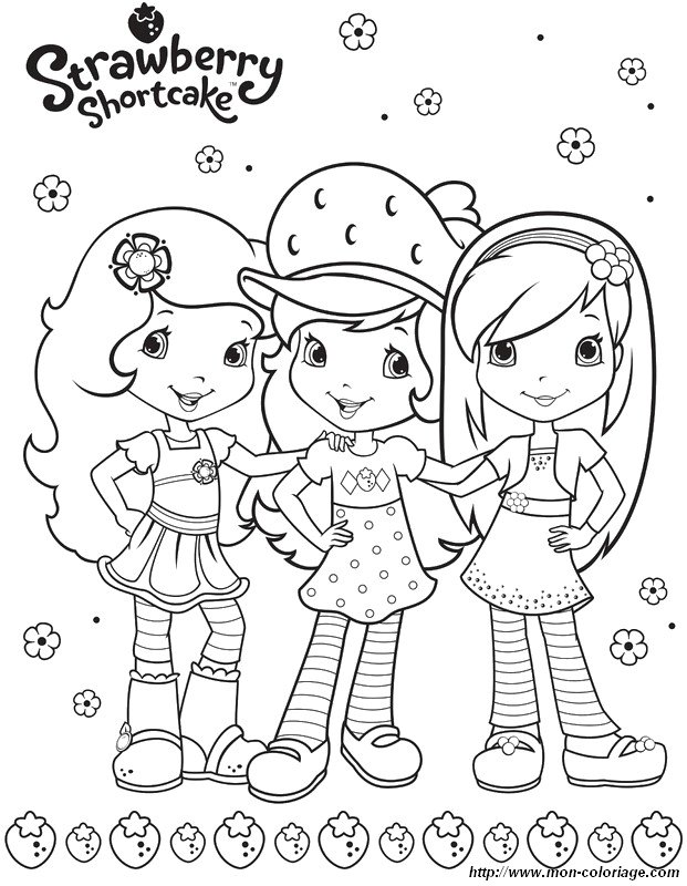 Coloring strawberry shortcake page three good friends to print out or color online