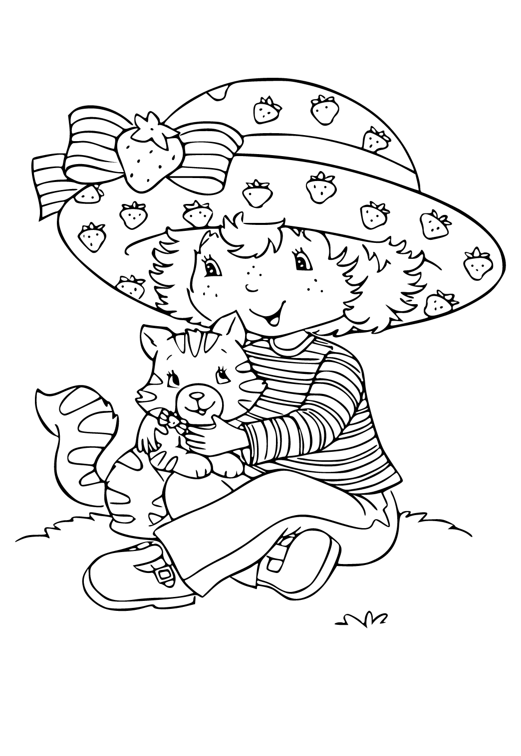 Free printable strawberry shortcake friends coloring page for adults and kids