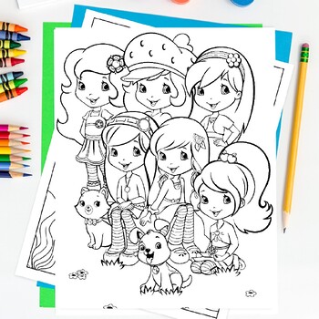 Strawberry shortcake coloring pages for kids girls boys teens school activity