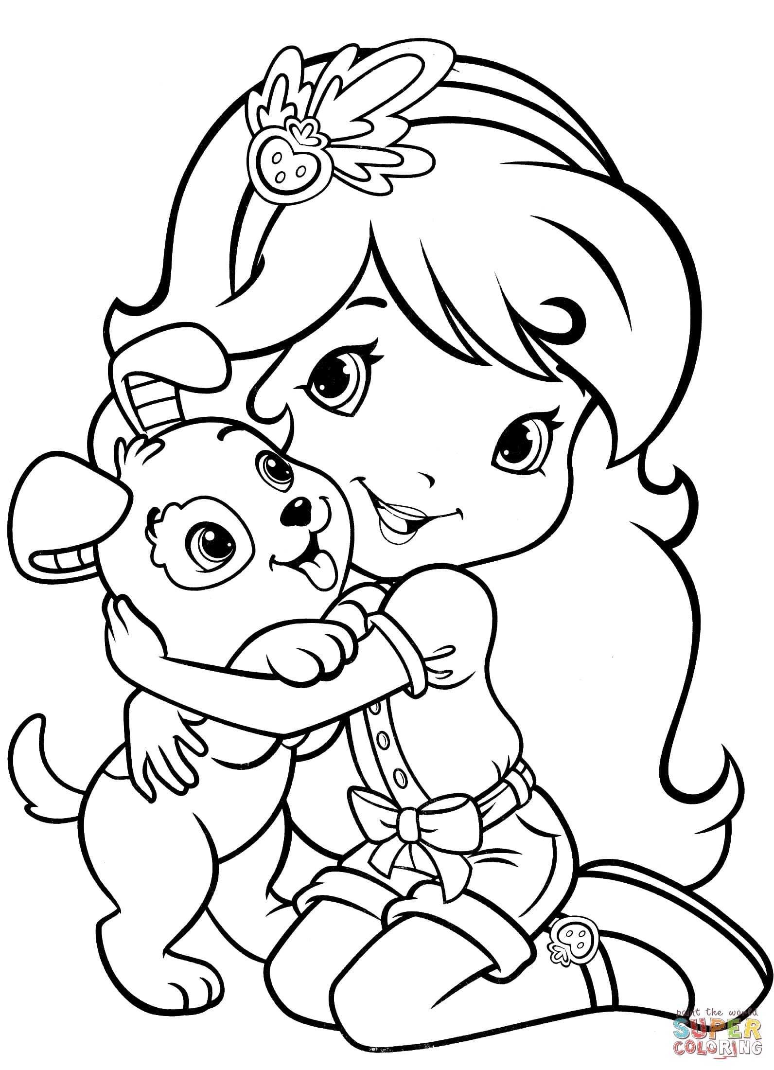 Pupcake and strawberry shortcake coloring page