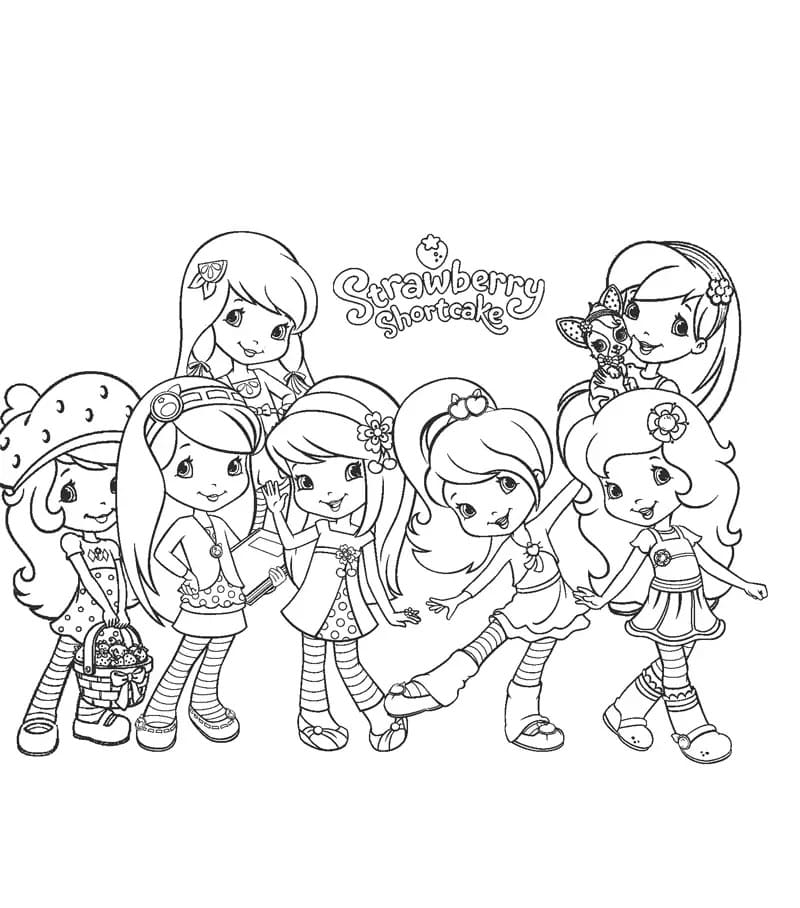 Characters from strawberry shortcake coloring page