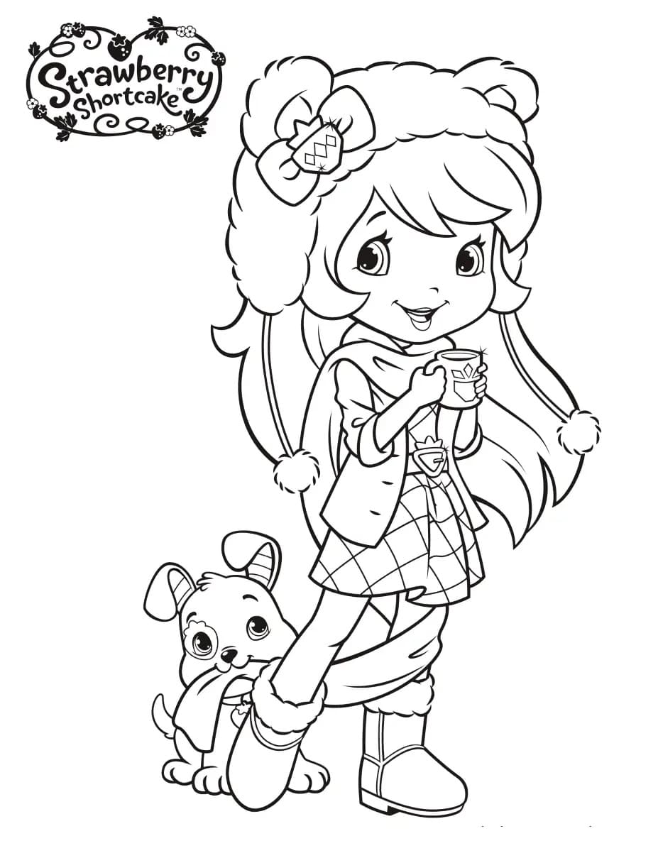 Pupcake with strawberry shortcake coloring page