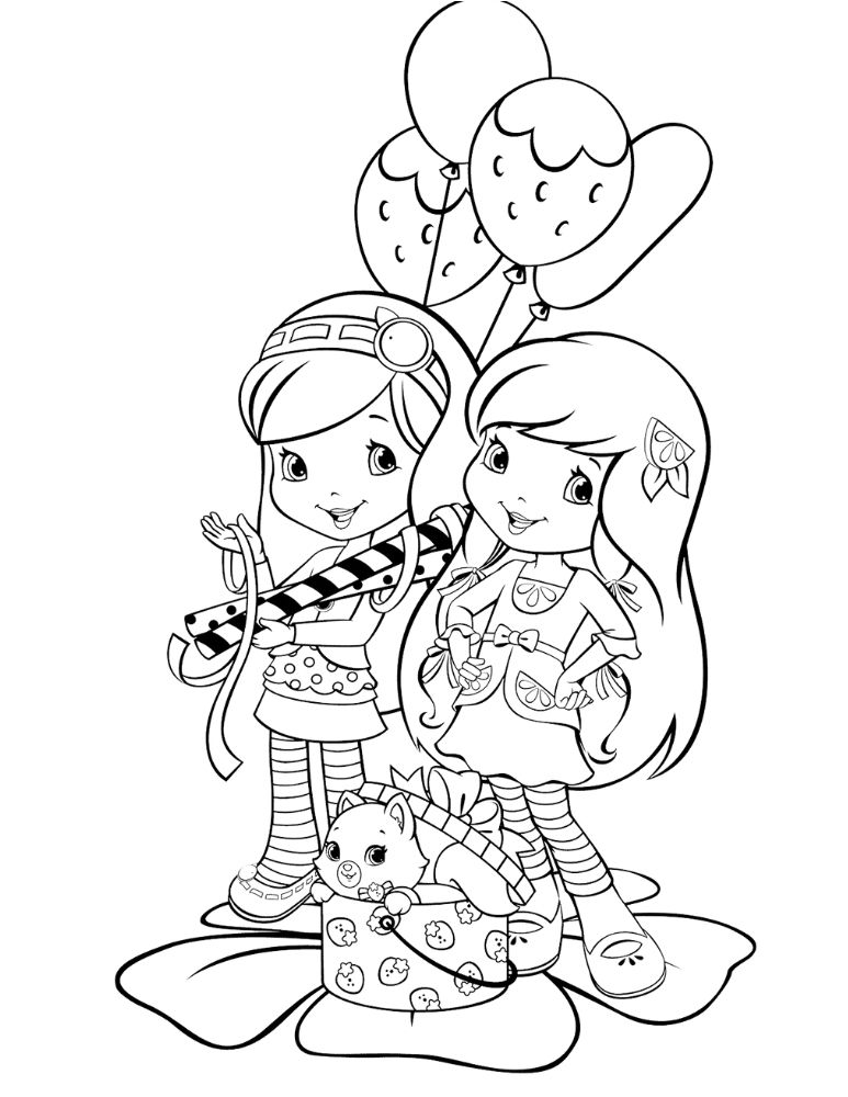 Free strawberry shortcake girlfriends coloring sheet sheet and pdf to print