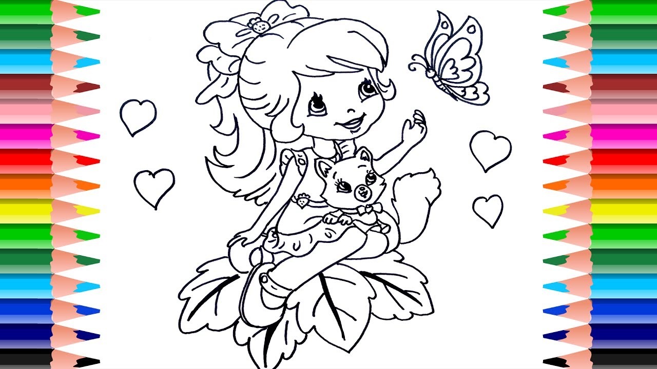 Strawberry shortcake princess coloring pages drawings for children learn to draw and learn colors