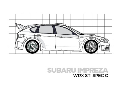 Subaru impreza wrx sti spec c technical drawing by madebystudiojq on