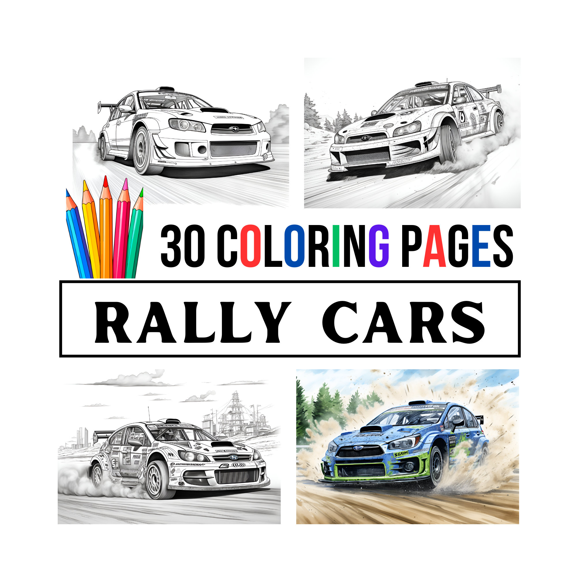 Rally car printable coloring pages pdf png instant download x landscape coloring relaxation therapy fast sports cars instant download