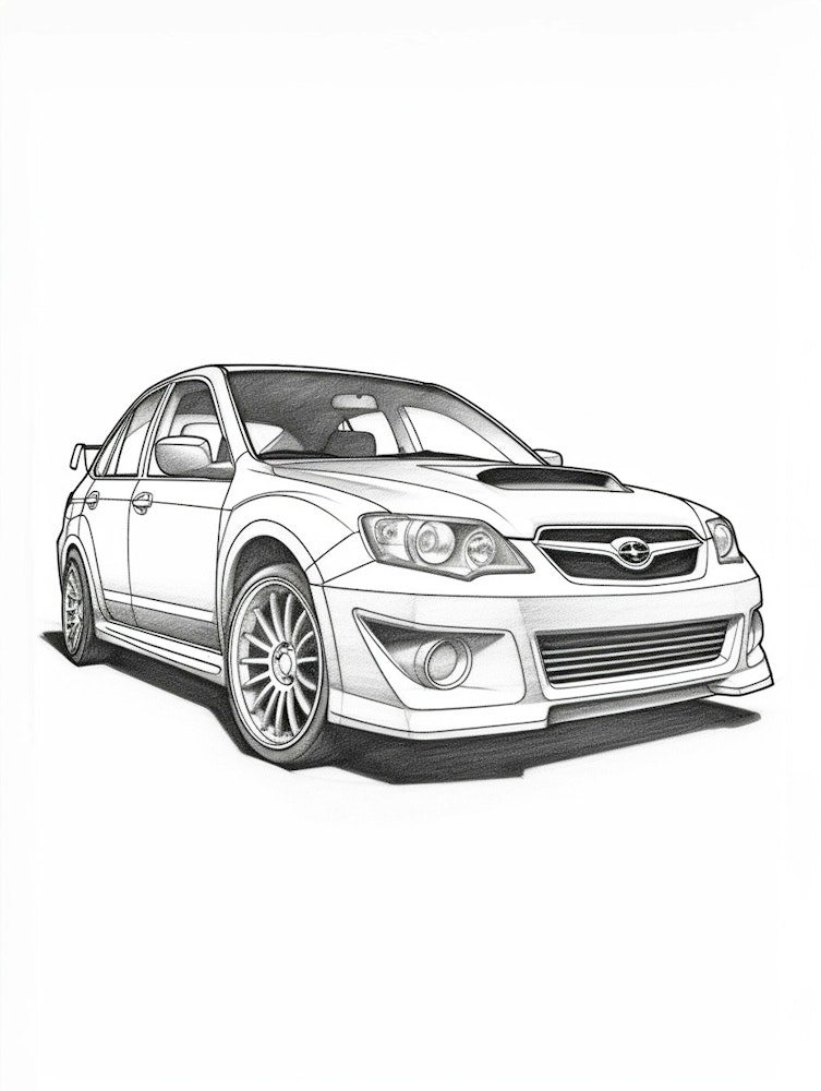 Subaru wrx impreza line drawing art print by retrorides gallery
