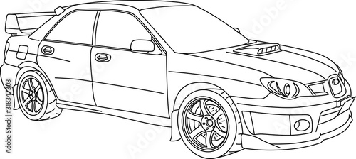 Car sketch vector illustration in black and white coloring paper page bookcar contour childrens coloring book color book silhouette car vector