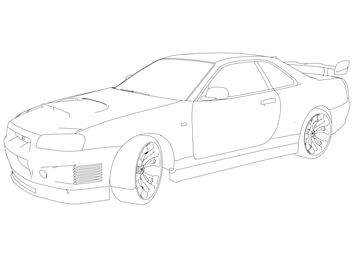 Premium vector a drawing of a subaru impreza with the top half of the car