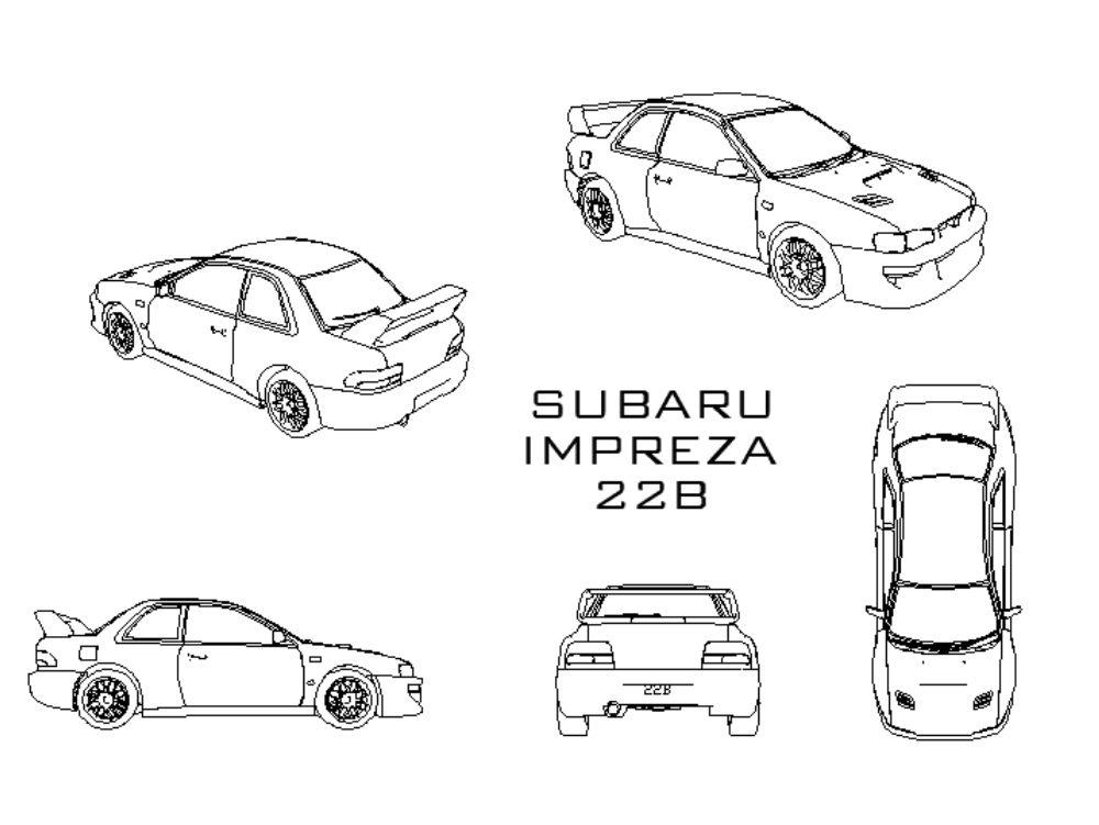 Subaru impreza b in autocad cad download kb