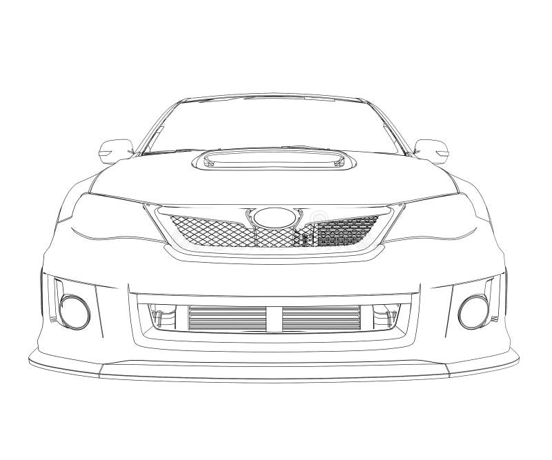 Car rendering in lines stock illustration illustration of drawing