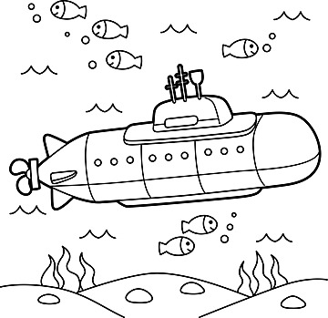 Submarine coloring page png transparent images free download vector files