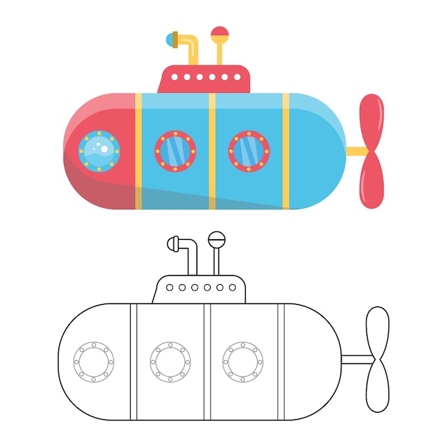 Premium vector submarine coloring pages outline clipart