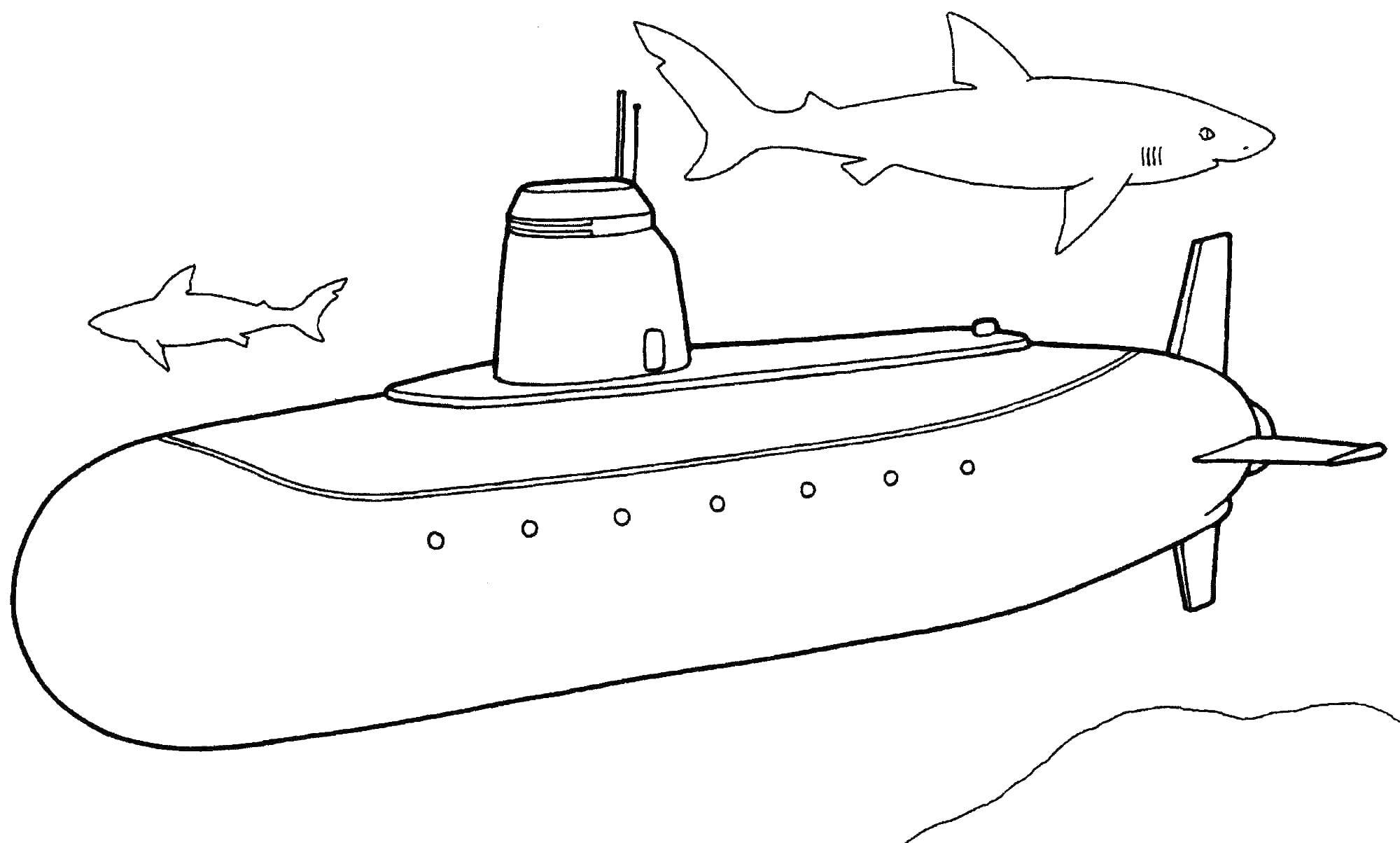 Online coloring pages coloring page submarine shark submarine download print coloring page