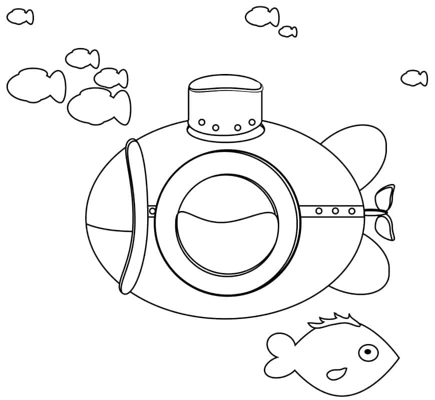 Simple submarine coloring page