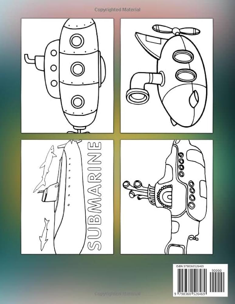 Submarine coloring book unique designs and easy coloring pages for teens adults relaxation relieving stress world painting