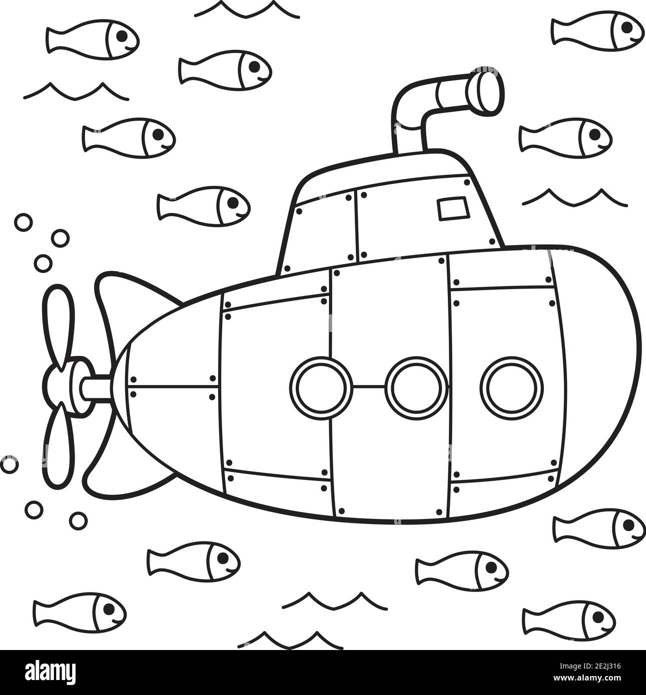 Submarine coloring page stock vector image art