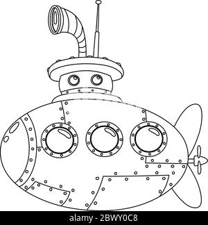 Submarine coloring page stock vector image art