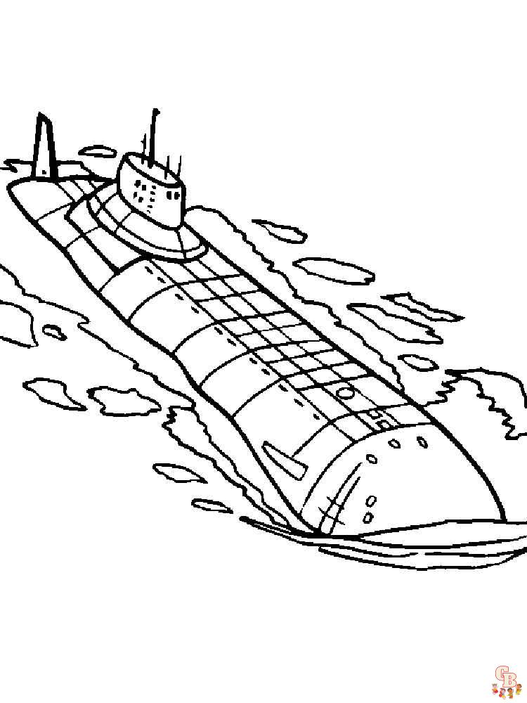 Submarine coloring pages explore the depths