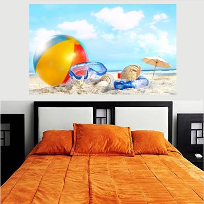 Nature sand summer starfish beach ball seashells water glass beaches hd wallpaper no framed ft x ft canvas art