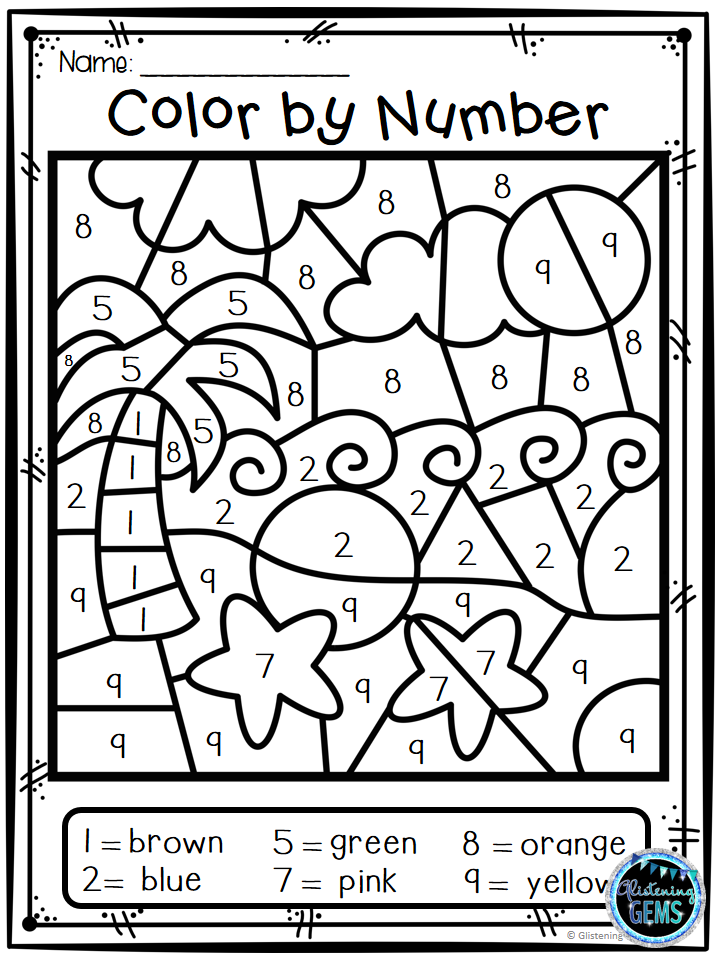 Summer coloring color by number summer color by code summer summer math kindergarten coloring worksheets for kindergarten kindergarten coloring pages