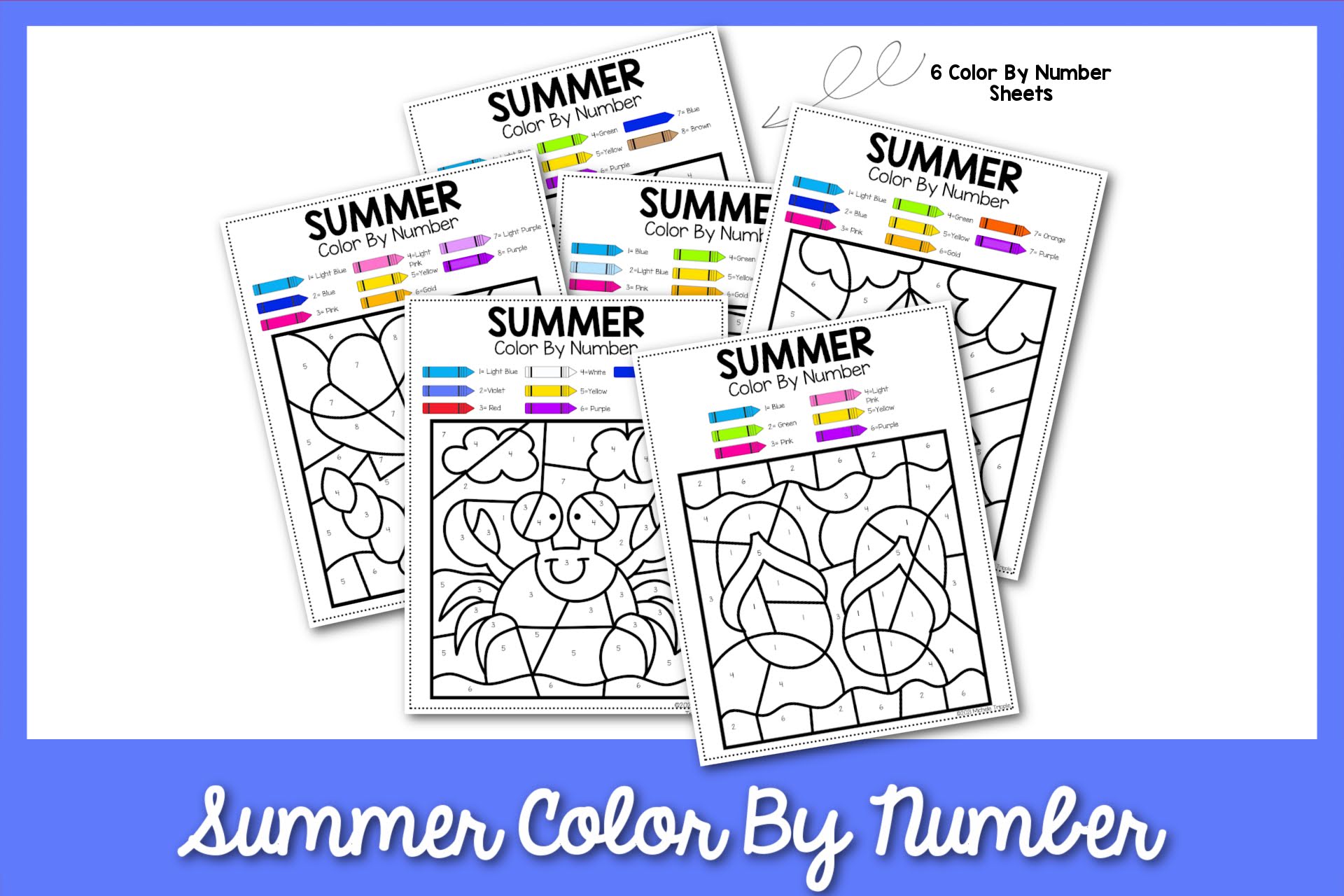 Free summer color by number printable