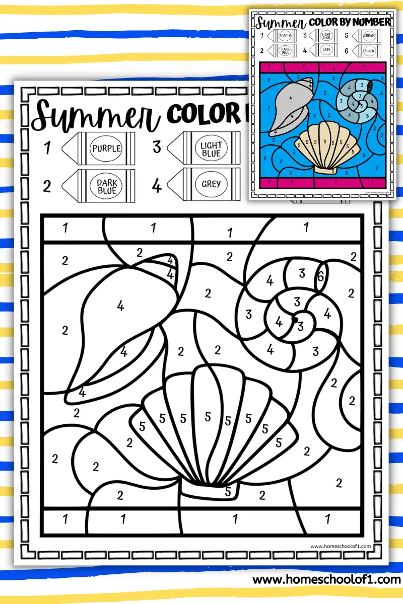 Free summer color by number printables