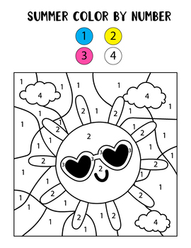 Summer coloring pages summer color by number end of year activities