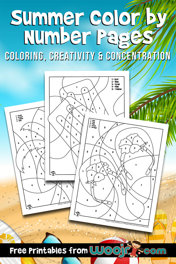 Summer color by number pages woo jr kids activities childrens publishing
