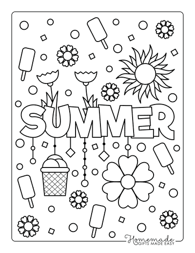 Free summer coloring pages for kids adults