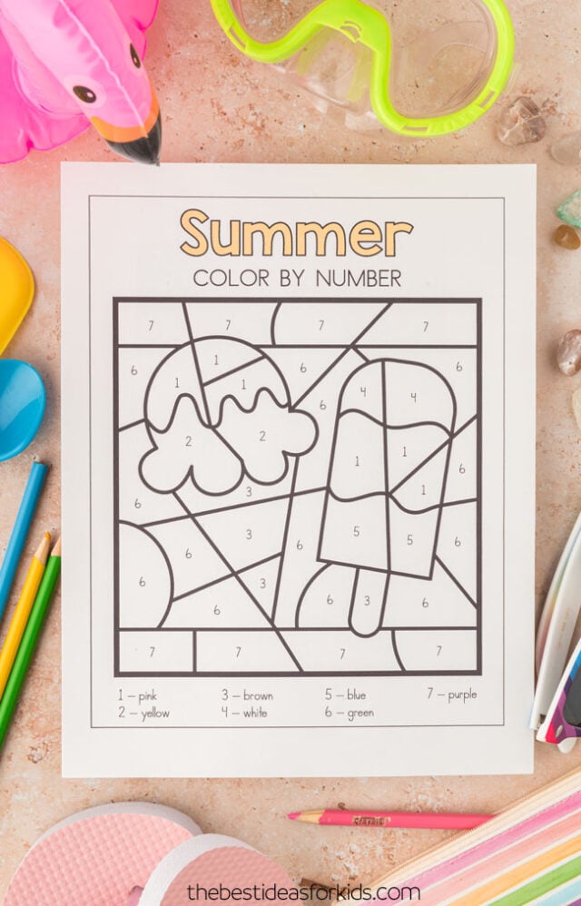 Summer color by number free printables