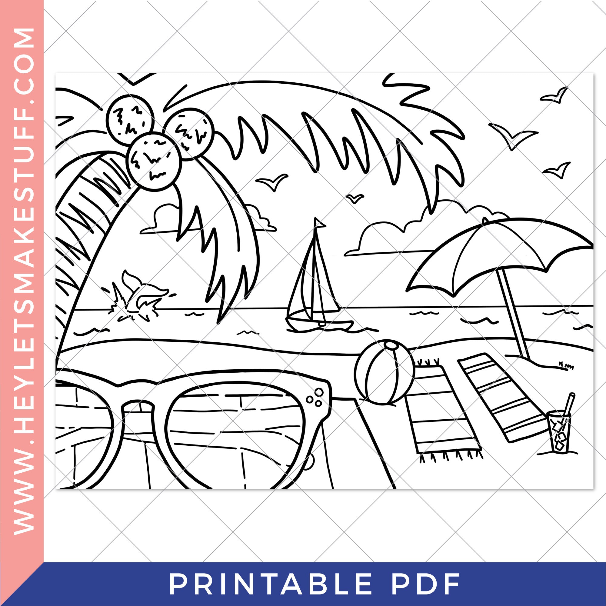 Printable summer coloring page â hey lets make stuff