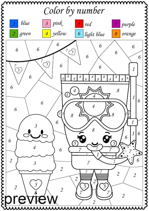 Color by number summer printable math color by code worksheets for kids matching numbers activities for kids summer coloring sheets