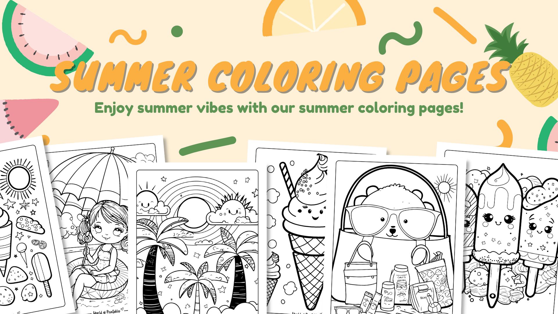 Summer coloring pages for kids adults