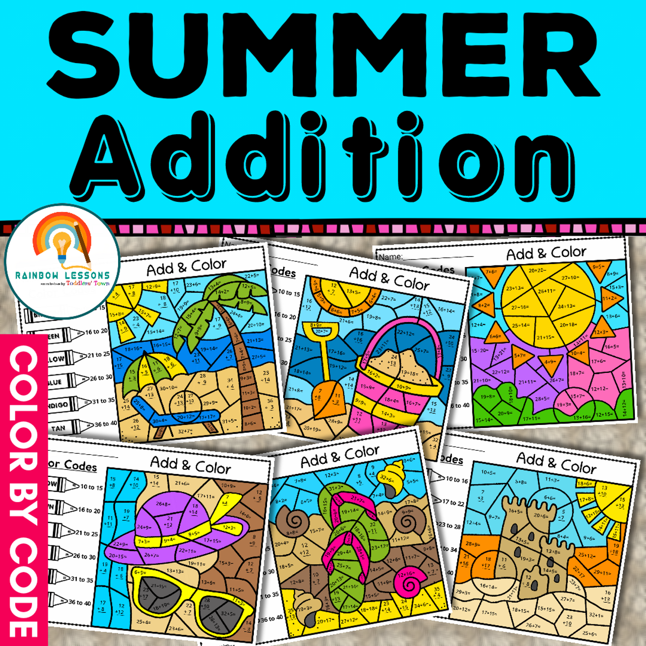 Summer coloring sheets summer addition color by number summer coloring pages digit addition with and without regrouping