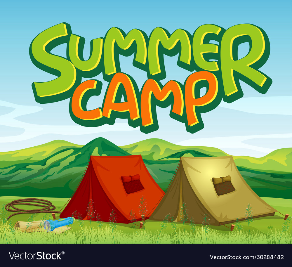 Scene background design with word summer camp vector image