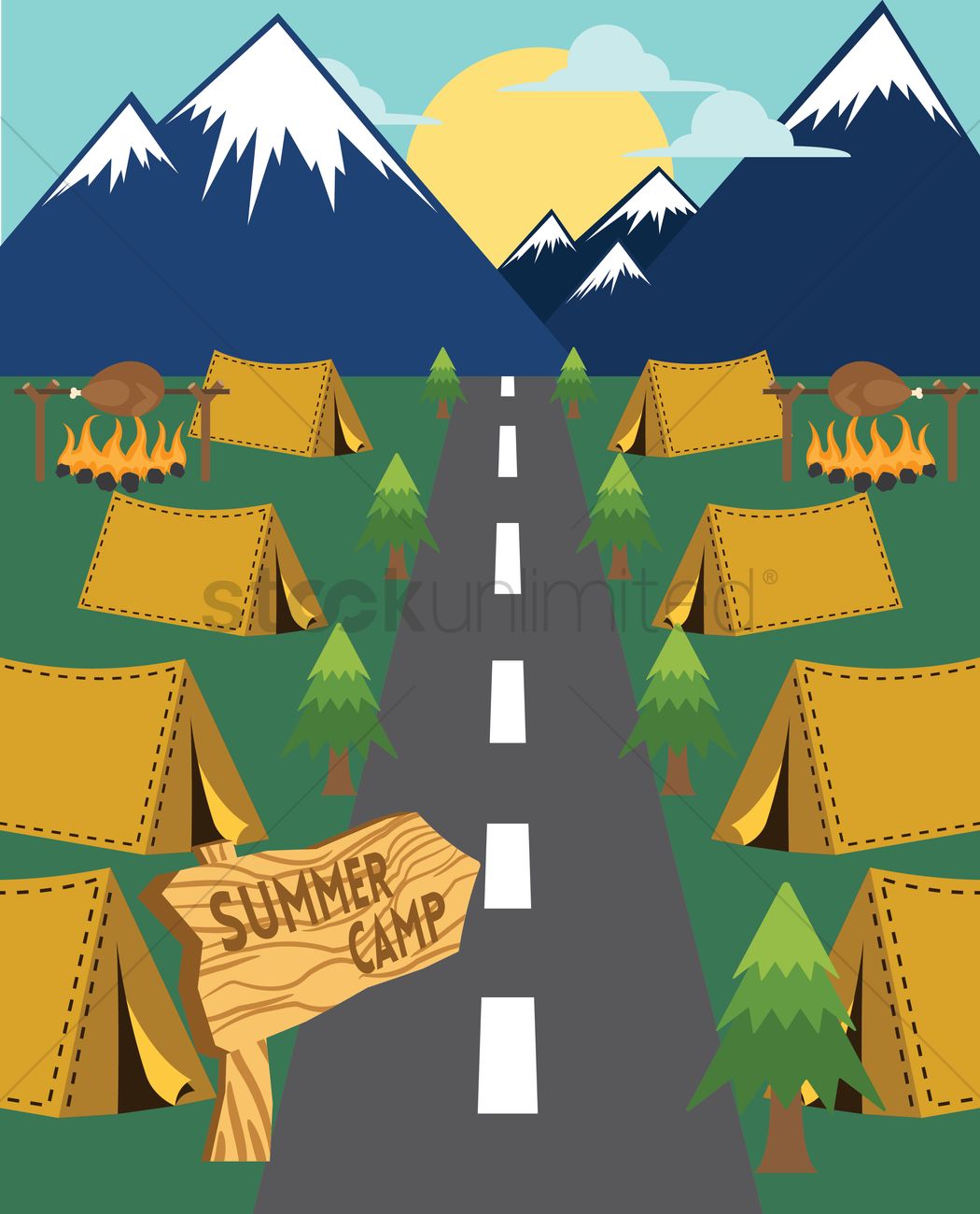 Summer camp wallpaper vector image