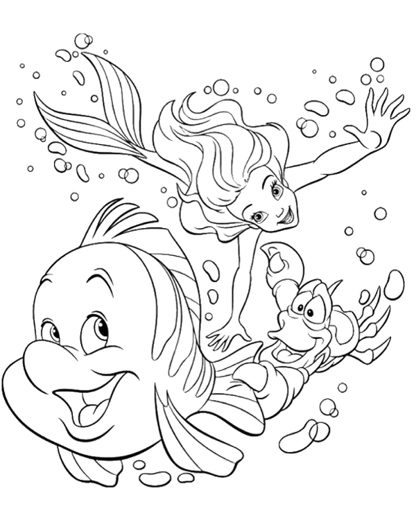Ariel mermaid coloring picture for kids