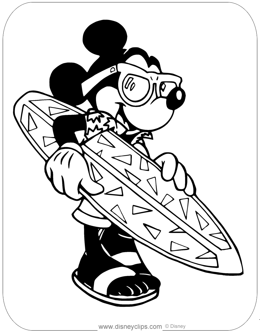 Mickey mouse summer coloring pages