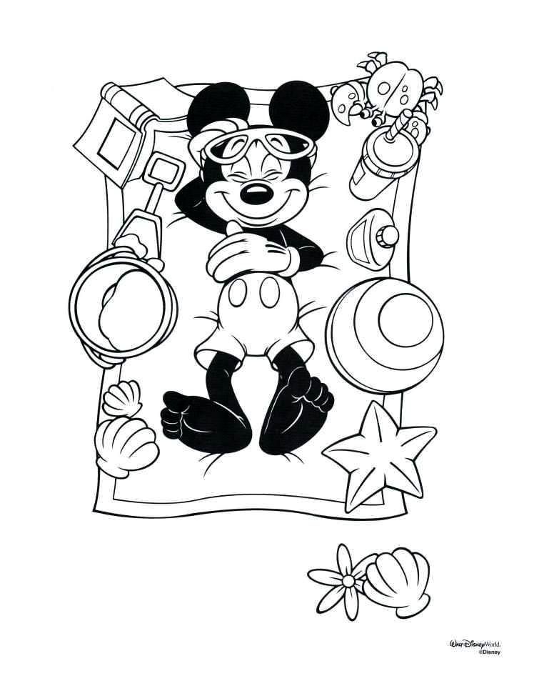 Mickey at the beach mickey coloring pages disney colors disney coloring pages printables
