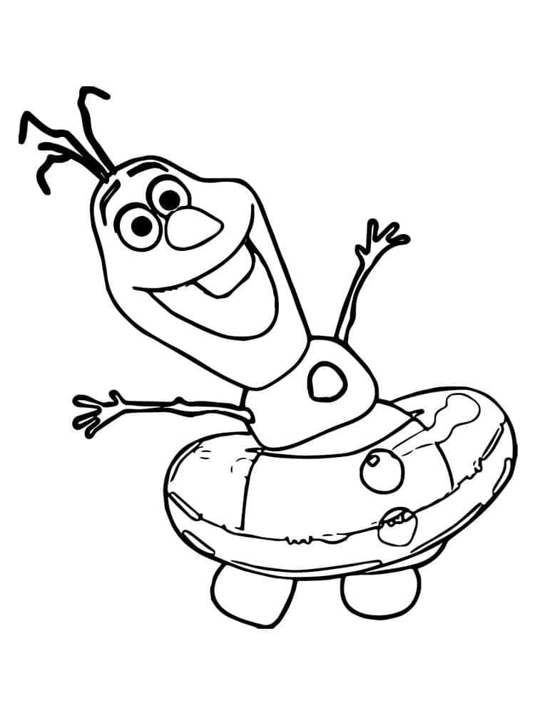 Olaf the snowman with a sea wheel coloring page